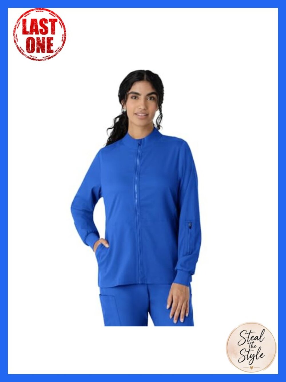 Womens Warm Up Scrub Jacket Full Zip Medical Uniform Lightweight Stretch